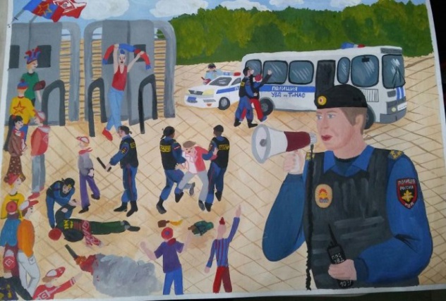 Рисунок «Задержание» Александра Петрухненко занял 3 место в региональном конкурсе «Мои родители работают в полиции»