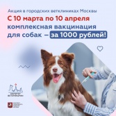 Акция в городских ветклиниках Москвы: Комплексная вакцинация для собак